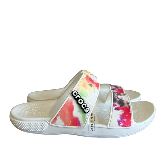 Crocs NEW Unisex White Classic Tie Dye 2 Strap Sandal Size 9 or 7 #B1805 main image 6